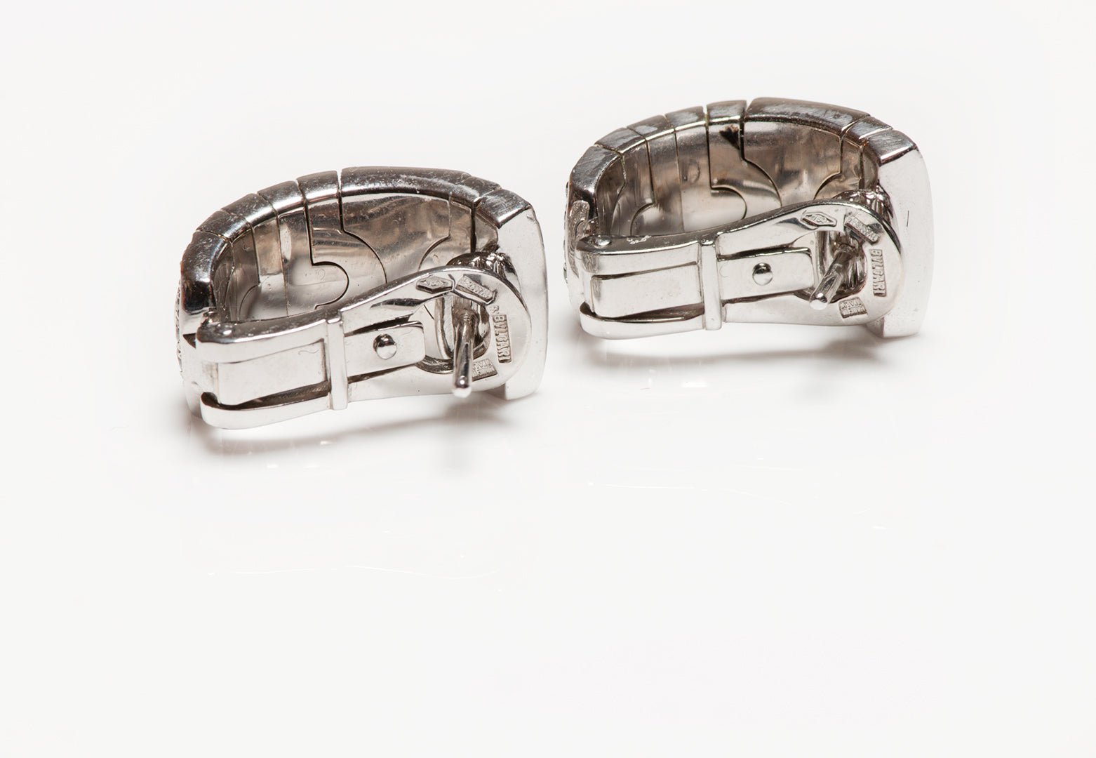 Bvlgari Parentesi 18K White Gold Diamond Earrings