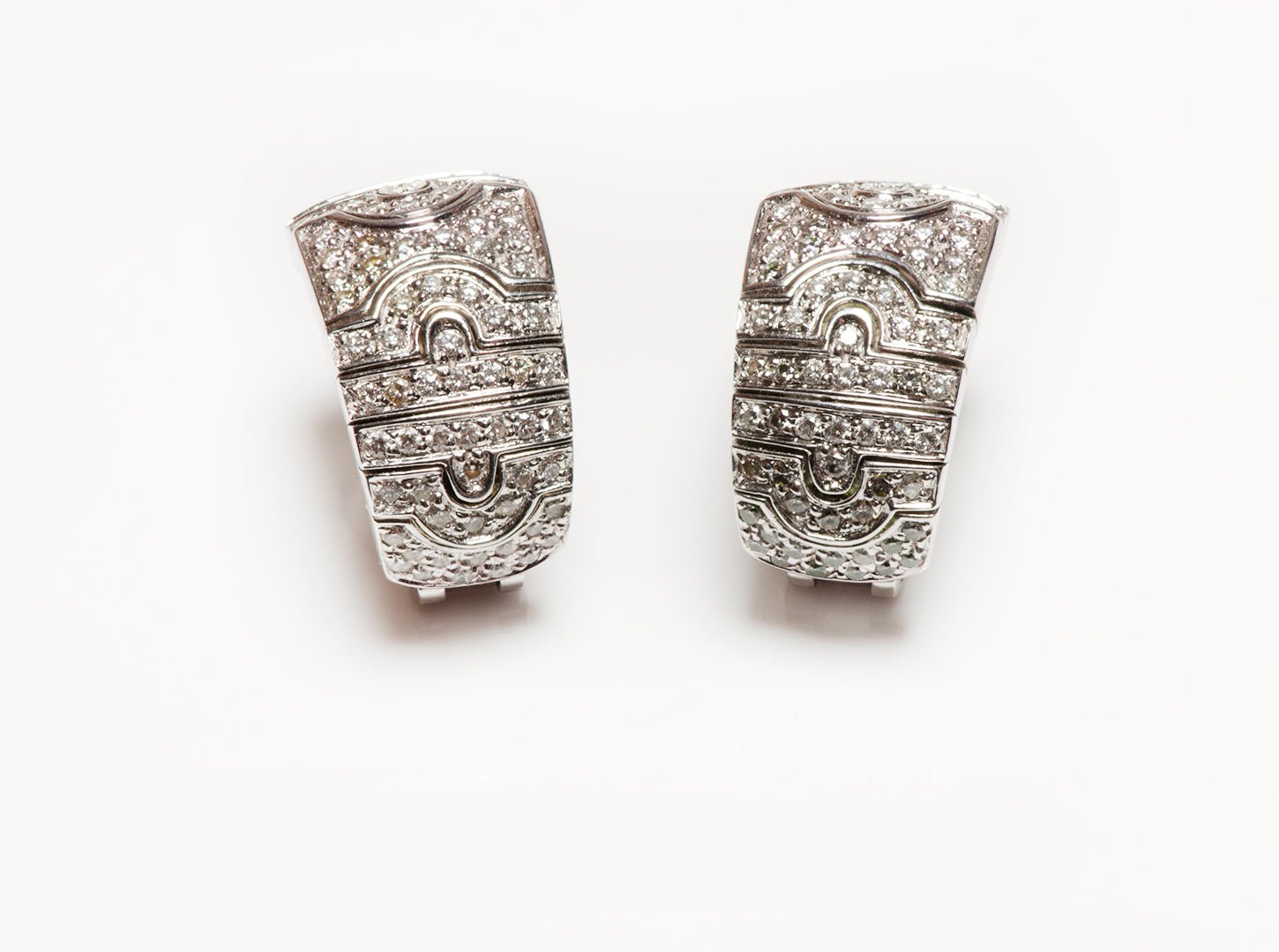 Bvlgari Parentesi 18K White Gold Diamond Earrings