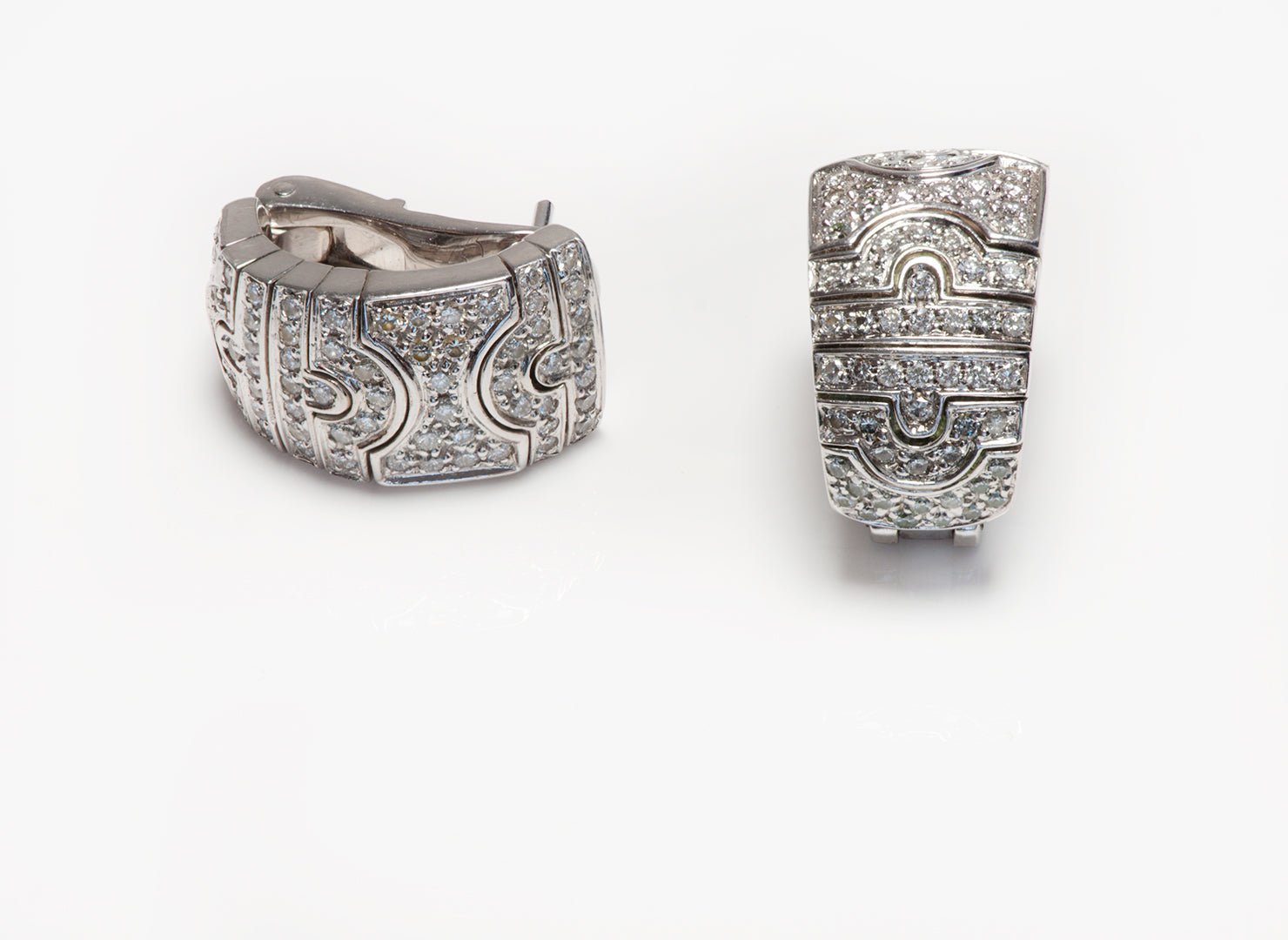 Bvlgari Parentesi 18K White Gold Diamond Earrings
