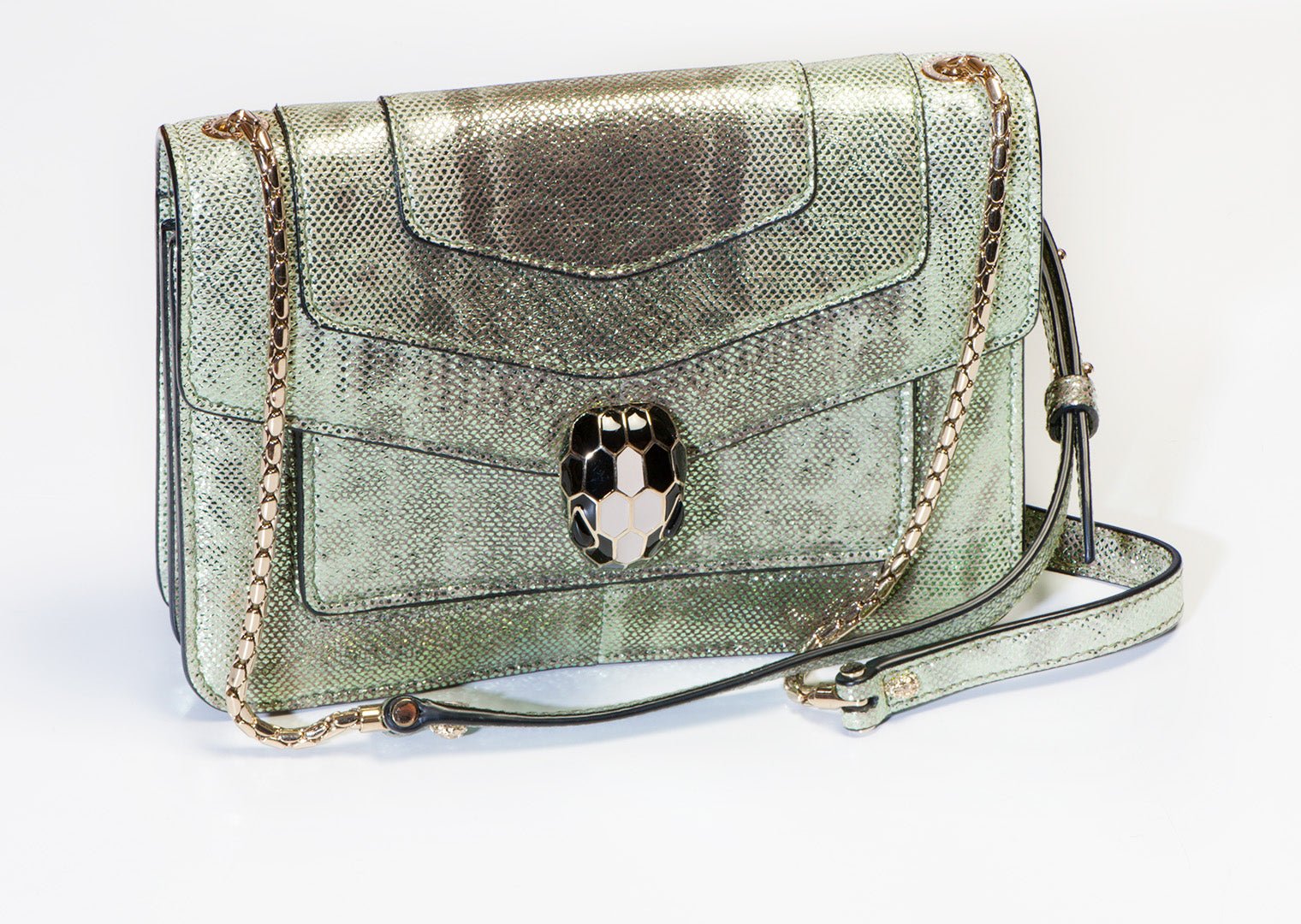 Bvlgari Serpenti Forever Green Karung Leather Crossbody Mini Bag