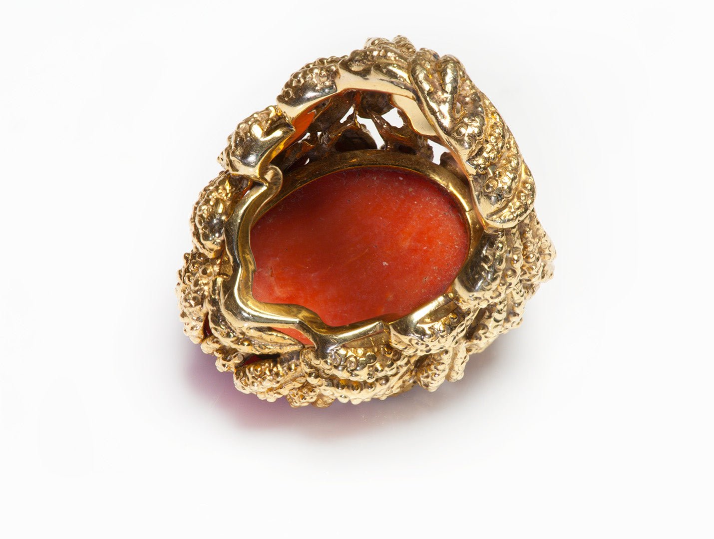 Cabochon Coral Gold Ring