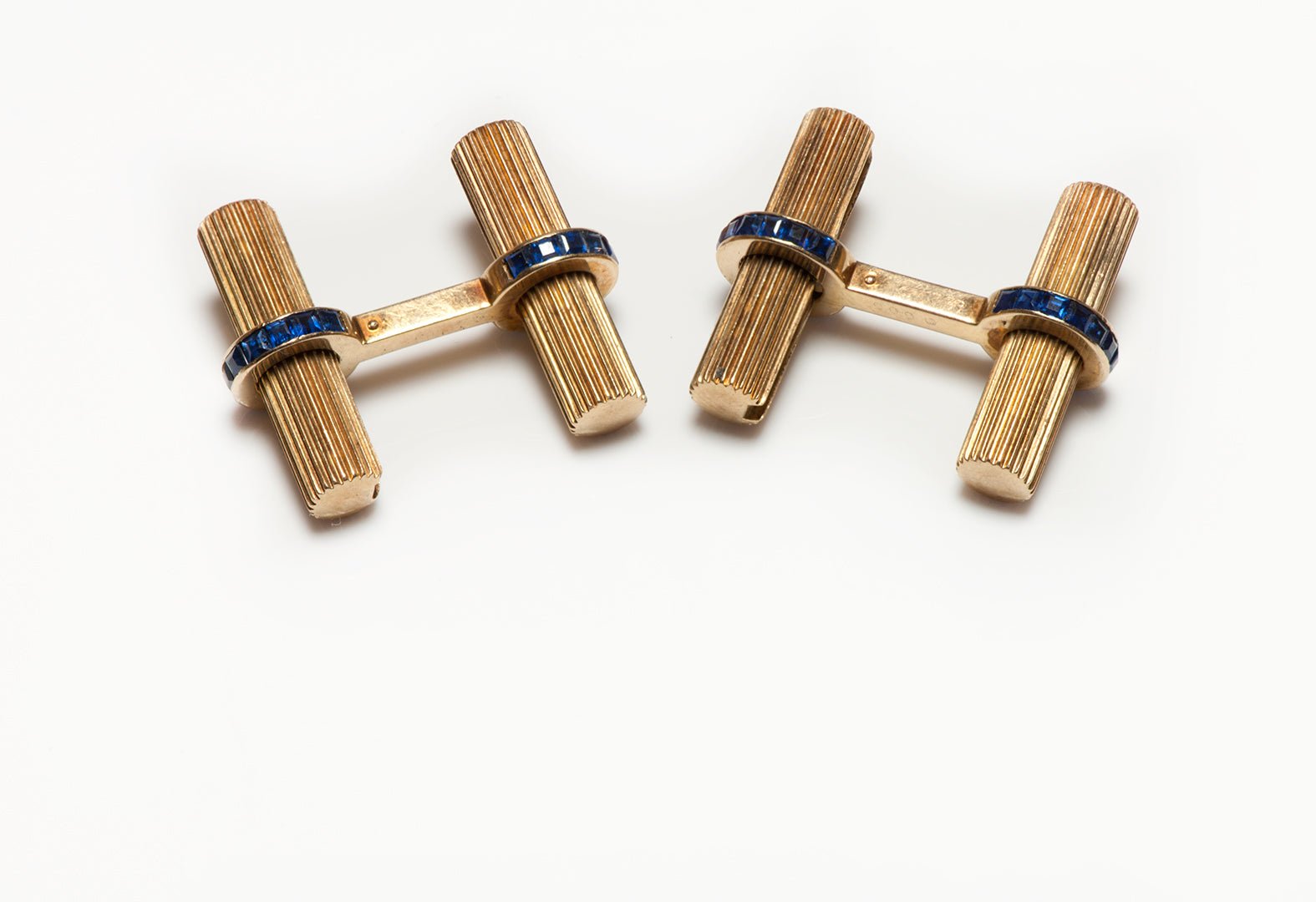 Cartier 14K Yellow Gold Sapphire Bar Cufflinks
