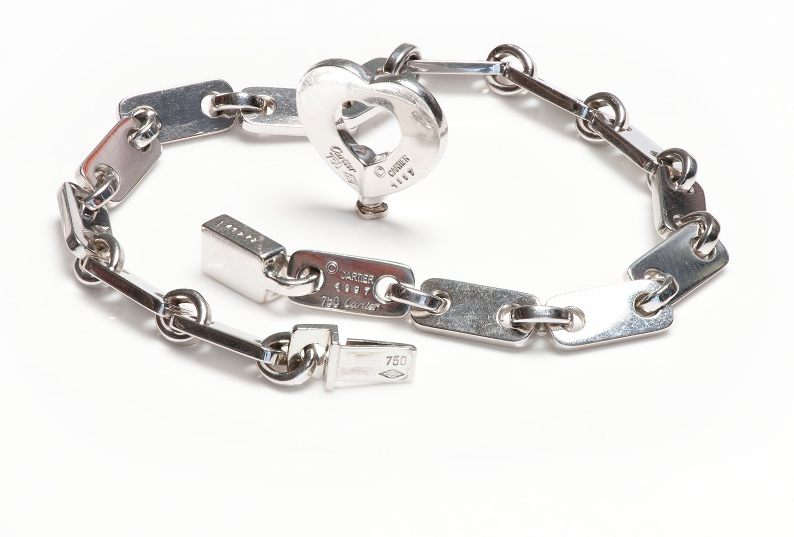 Cartier 18K Gold Link Fidelity Heart Key Lock Bracelet