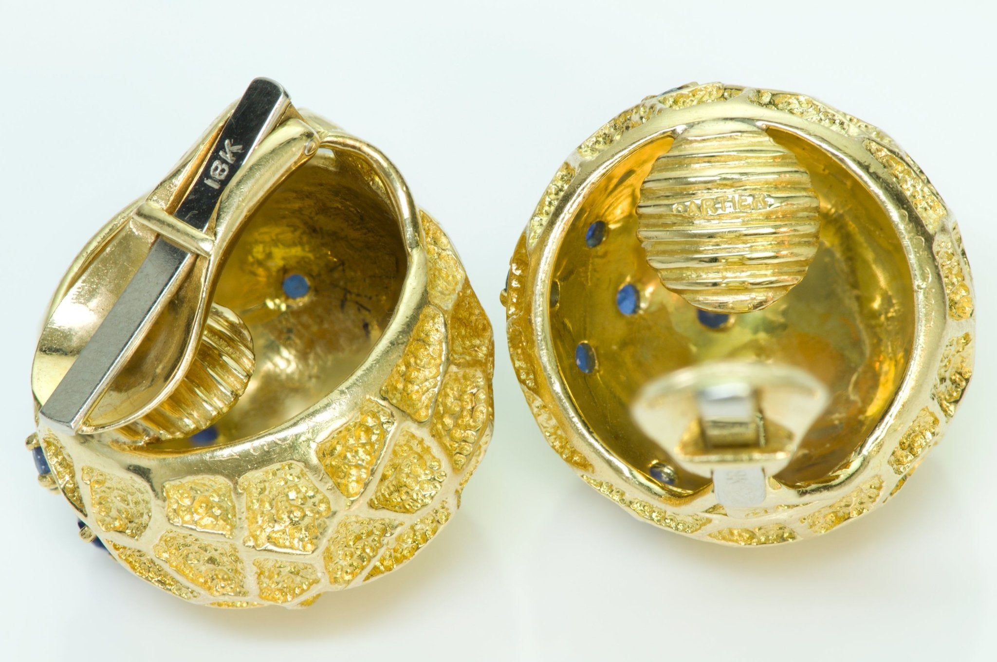 Cartier 18K Gold Sapphire Honeycomb Earrings