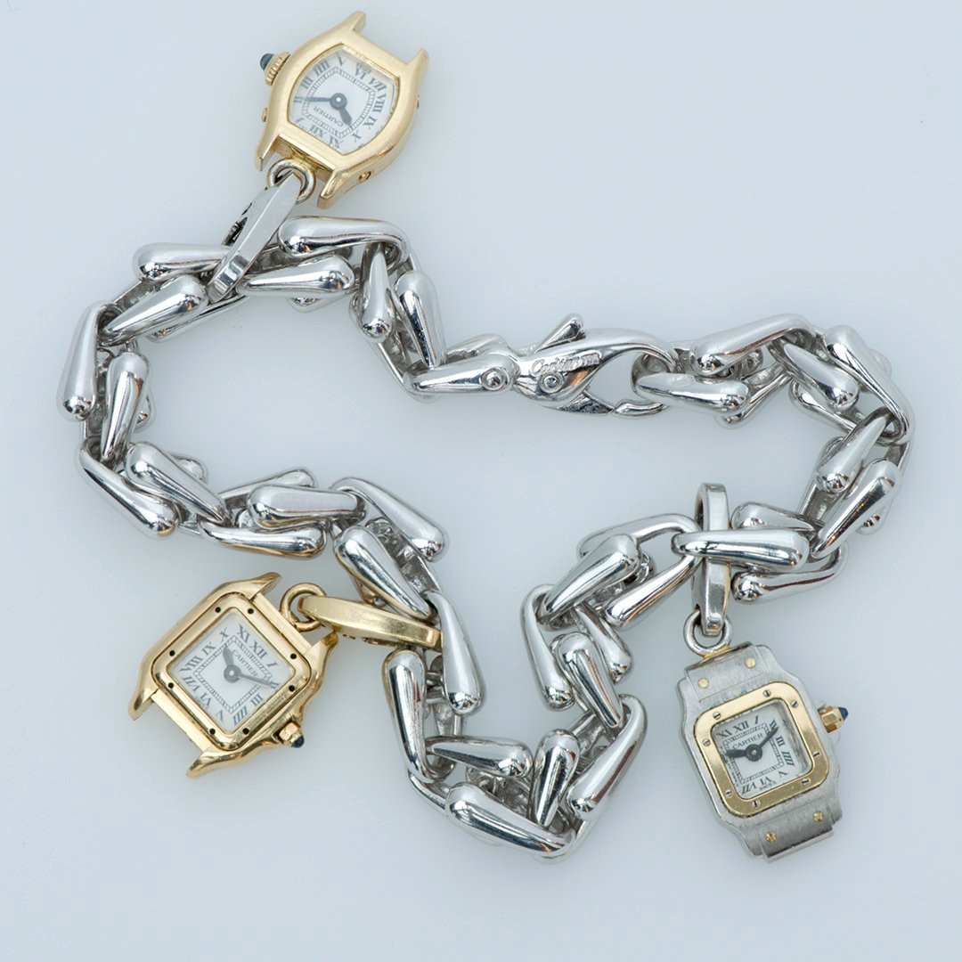 Cartier 18K Gold Watch Charm Bracelet