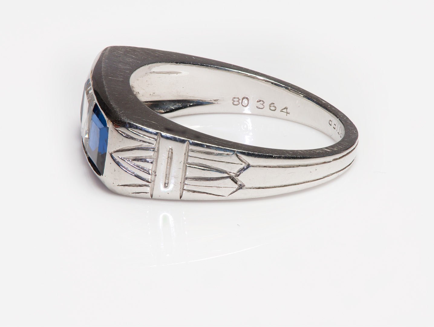 Cartier Art Deco Men's Sapphire Diamond Platinum Ring