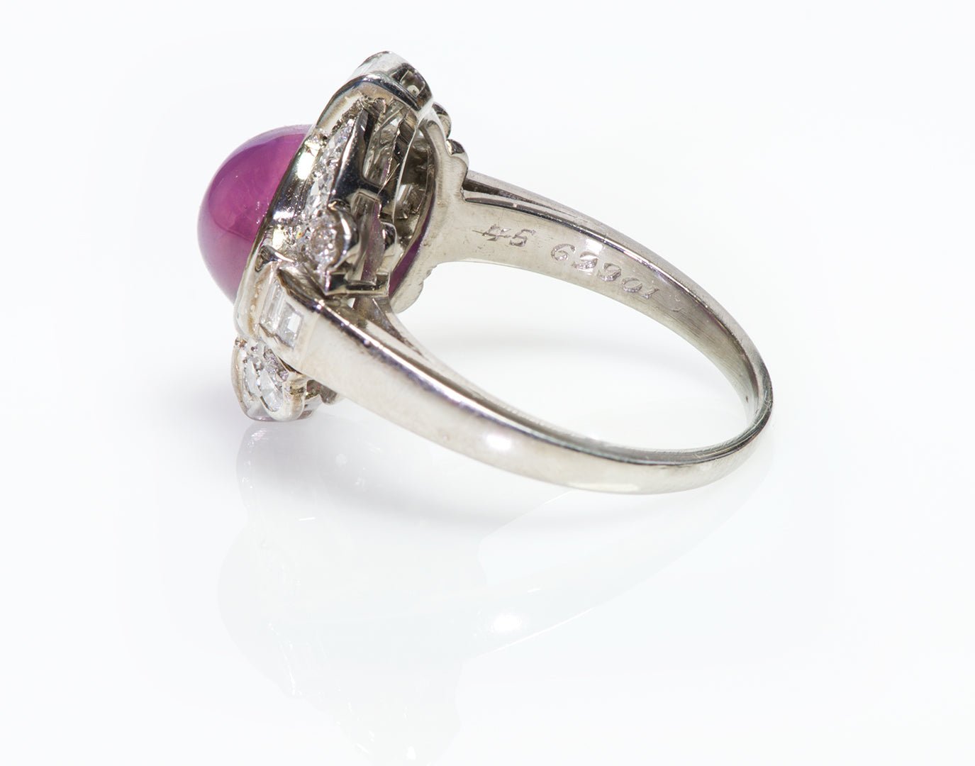 Cartier Art Deco Platinum Pink Star Sapphire Diamond Ring