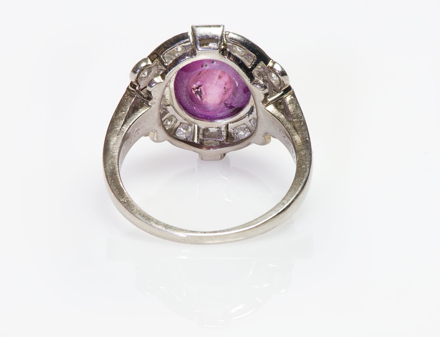 Cartier Art Deco Platinum Pink Star Sapphire Diamond Ring