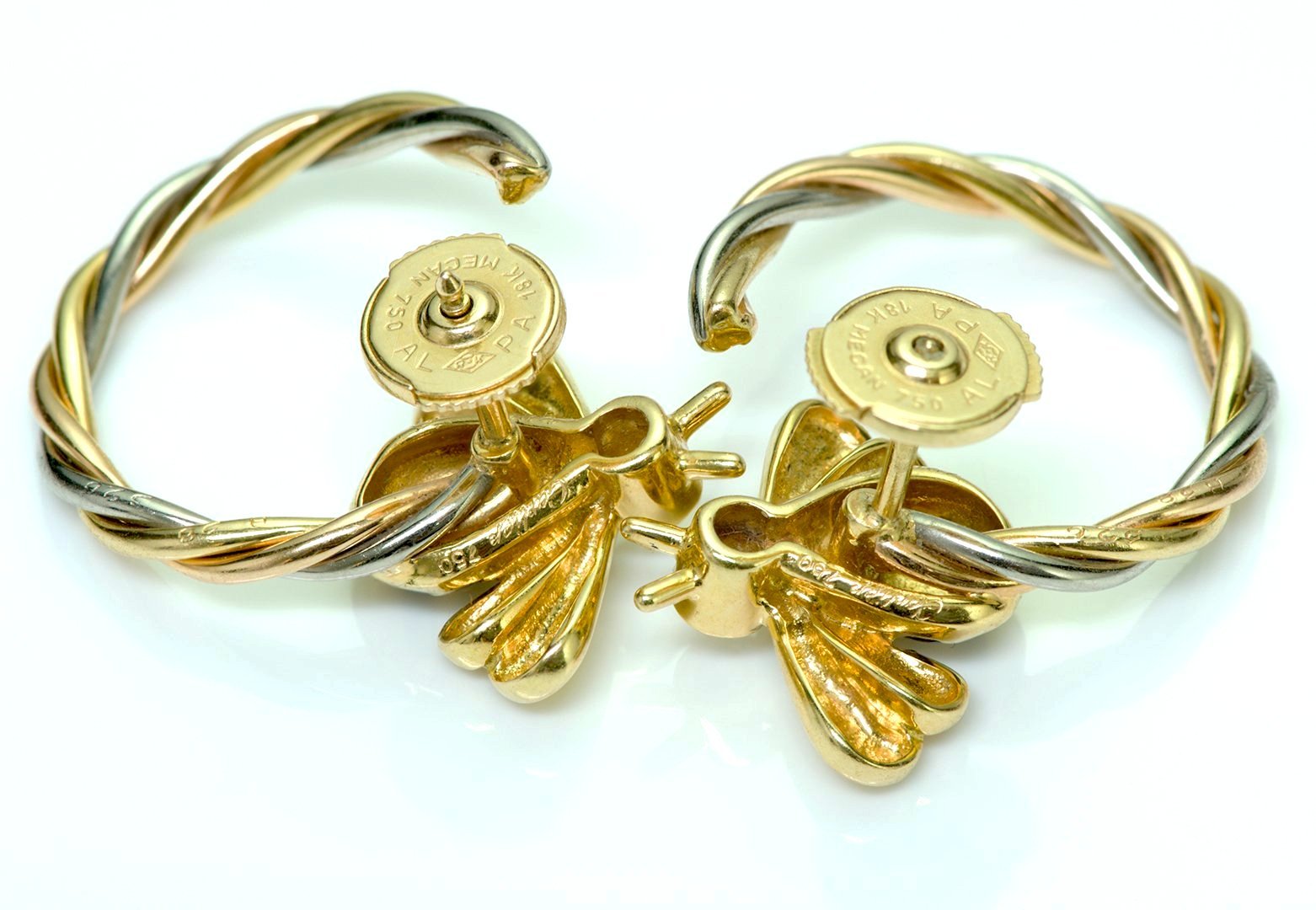 Cartier Diamond 18K Gold Enamel Bee Earrings