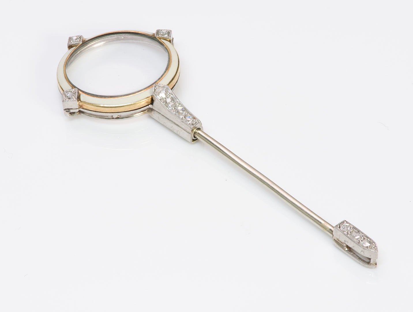 Cartier Enamel Platinum Gold Diamond Crystal Jabot
