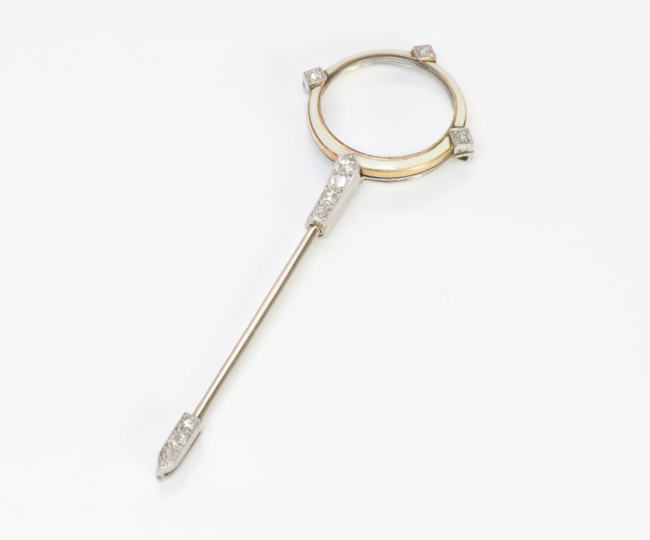 Cartier Enamel Platinum Gold Diamond Crystal Jabot