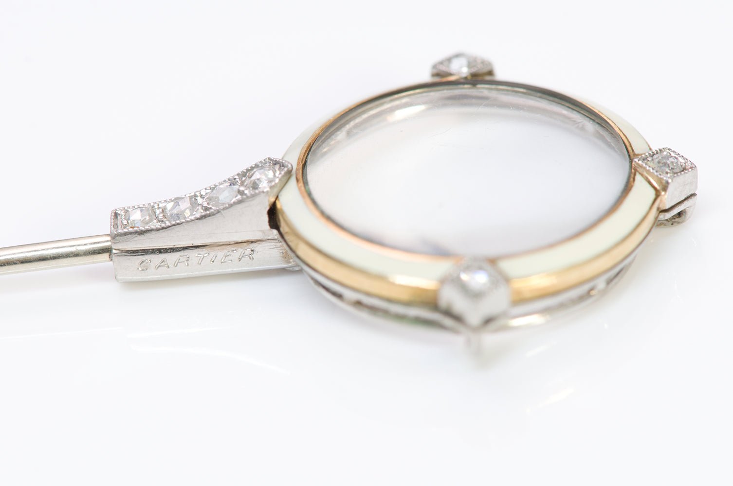 Cartier Enamel Platinum Gold Diamond Crystal Jabot
