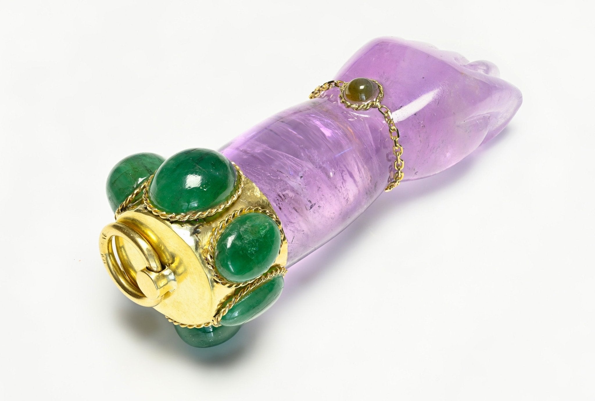 Cartier Gold Amethyst Emerald Hand Pendant