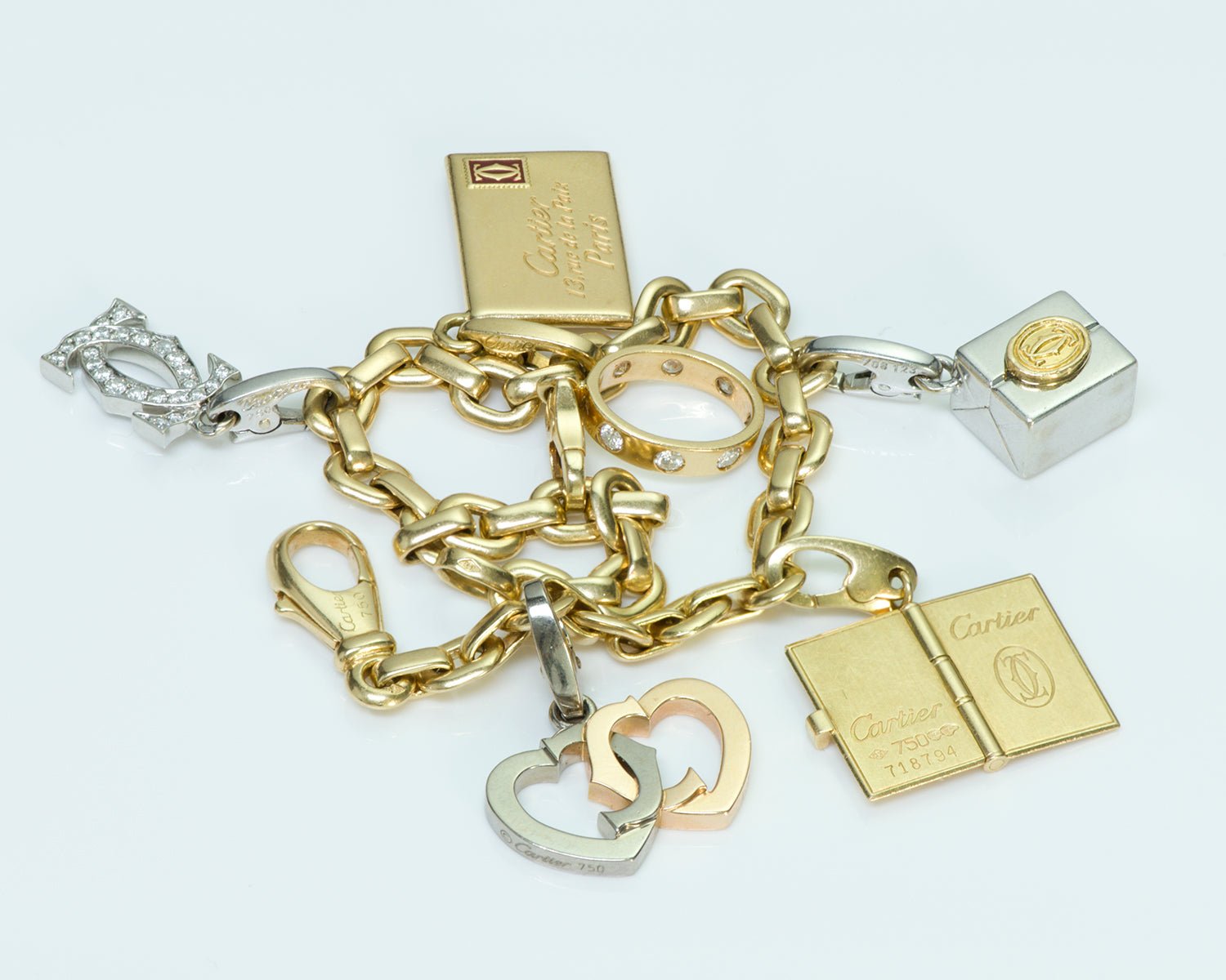 Cartier Gold Diamond Charm Bracelet