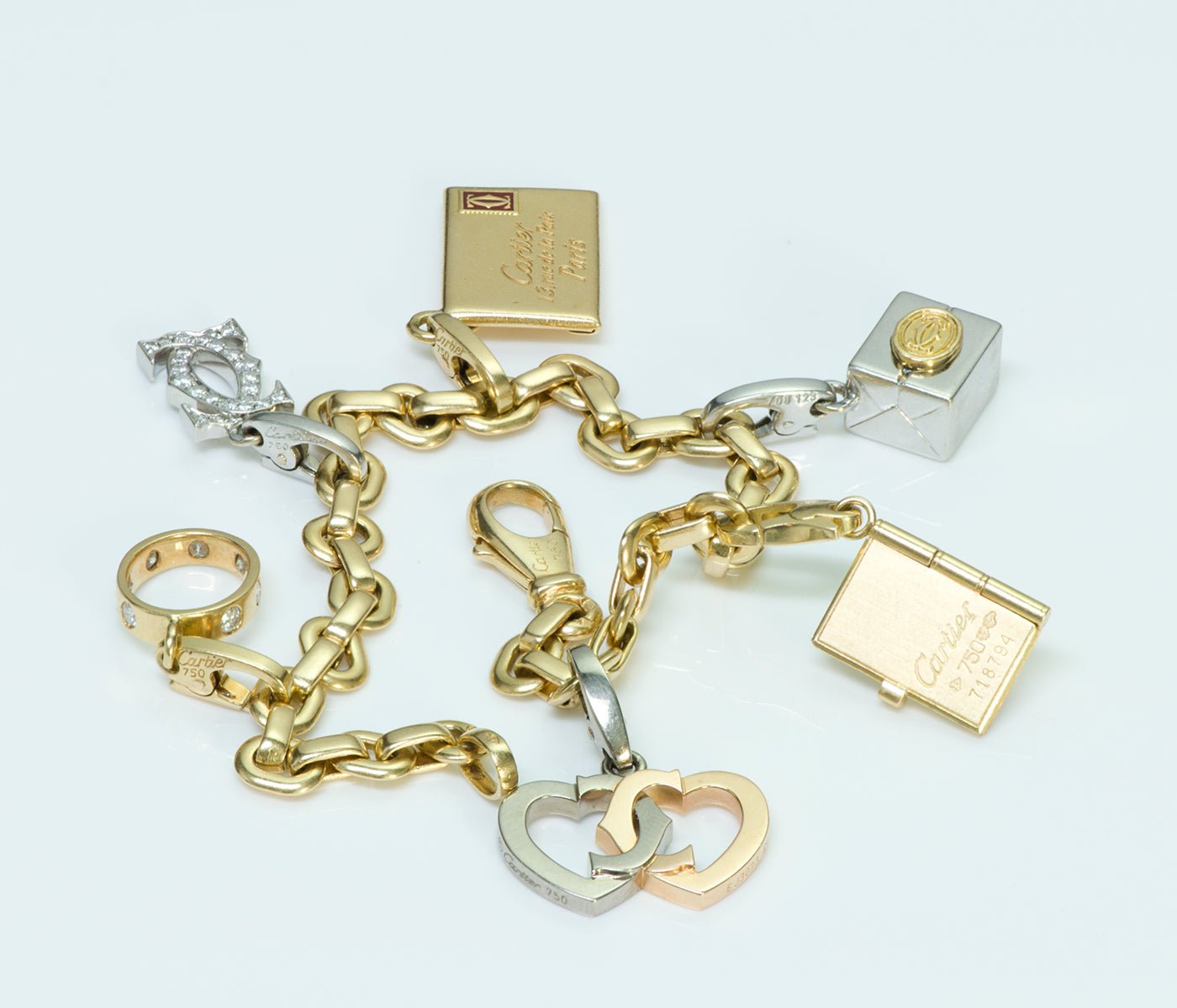 Cartier Gold Diamond Charm Bracelet