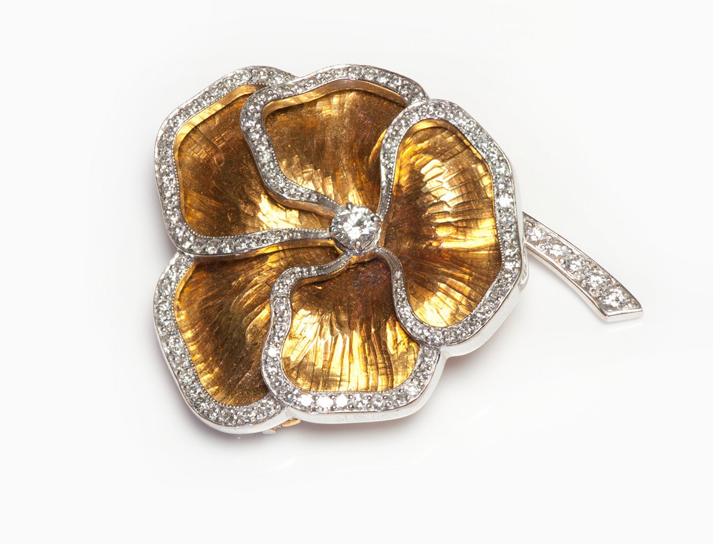 Cartier Gold Platinum Diamond Pansy Brooch