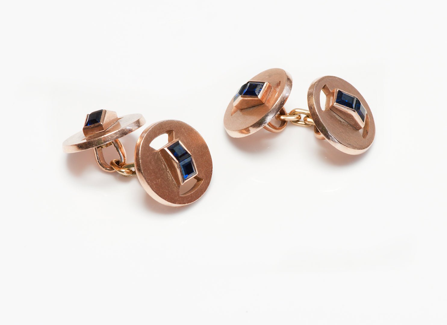 Cartier Gold & Sapphire Double Sided Cufflinks