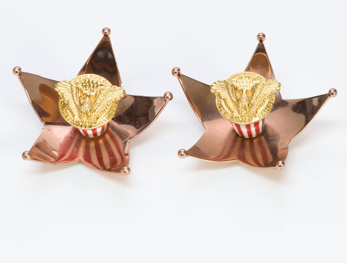 Cartier "Home Front" WWII US Army Stars Patriotic Clip Brooches