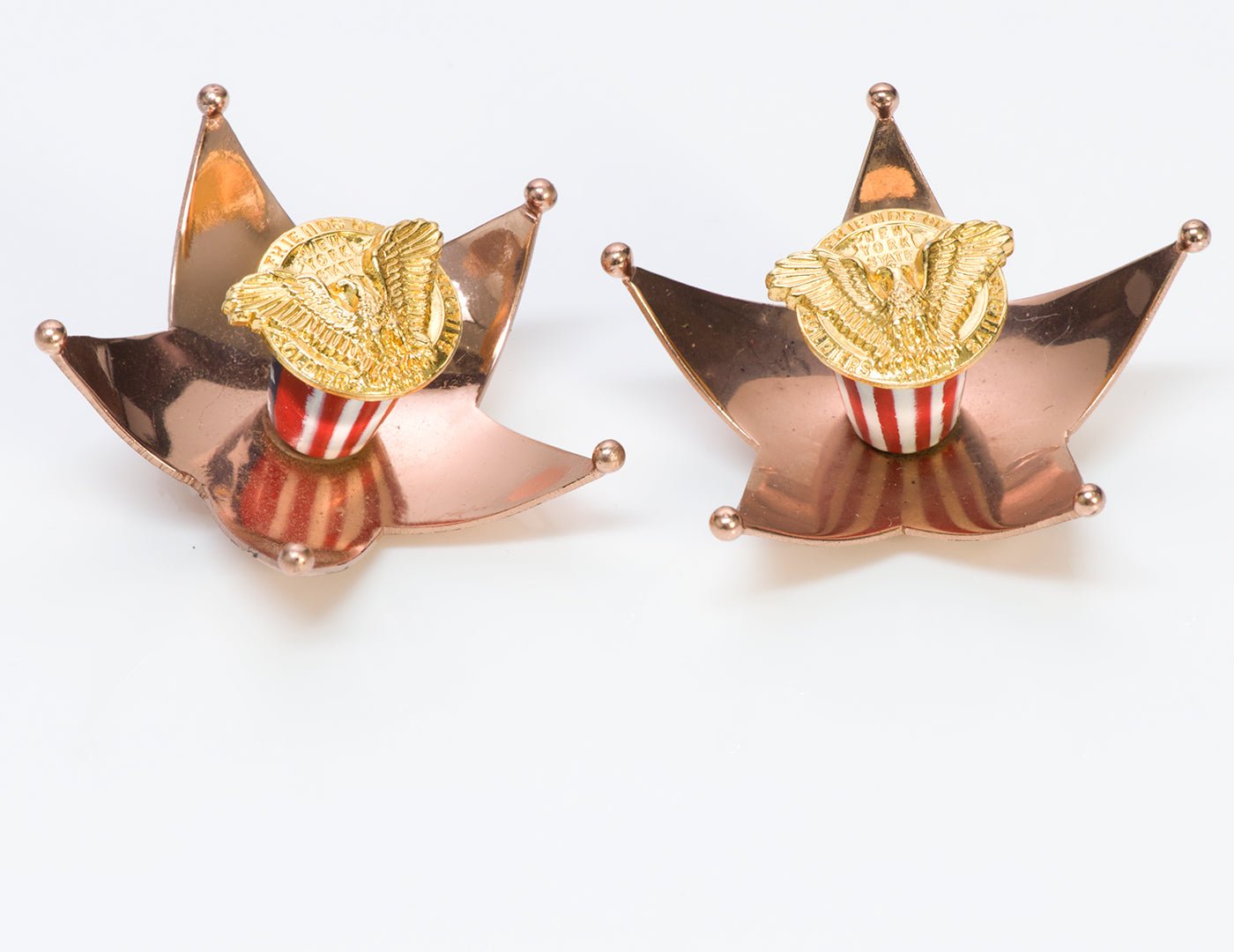 Cartier "Home Front" WWII US Army Stars Patriotic Clip Brooches