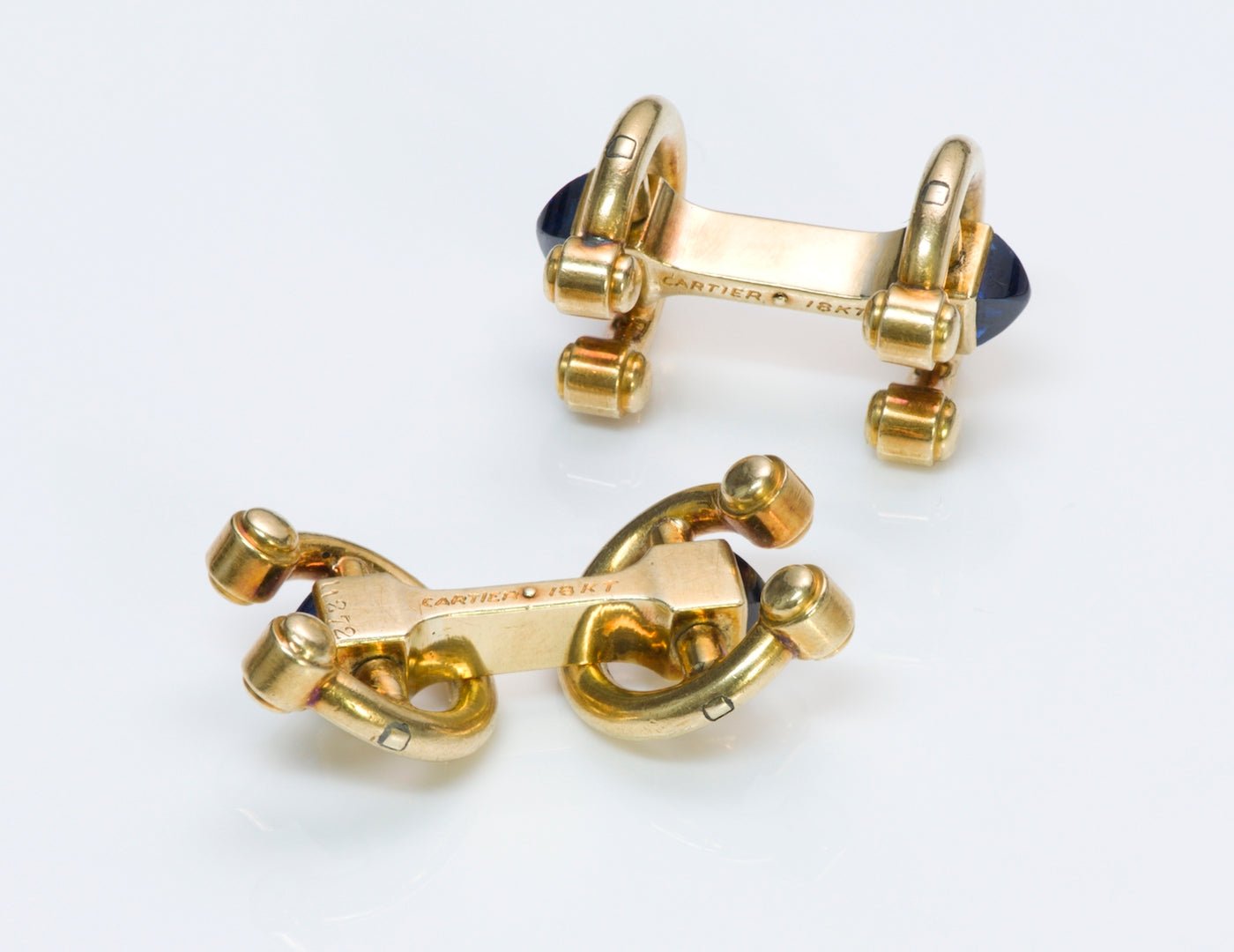 Cartier Horsebit Gold Sapphire Cufflinks
