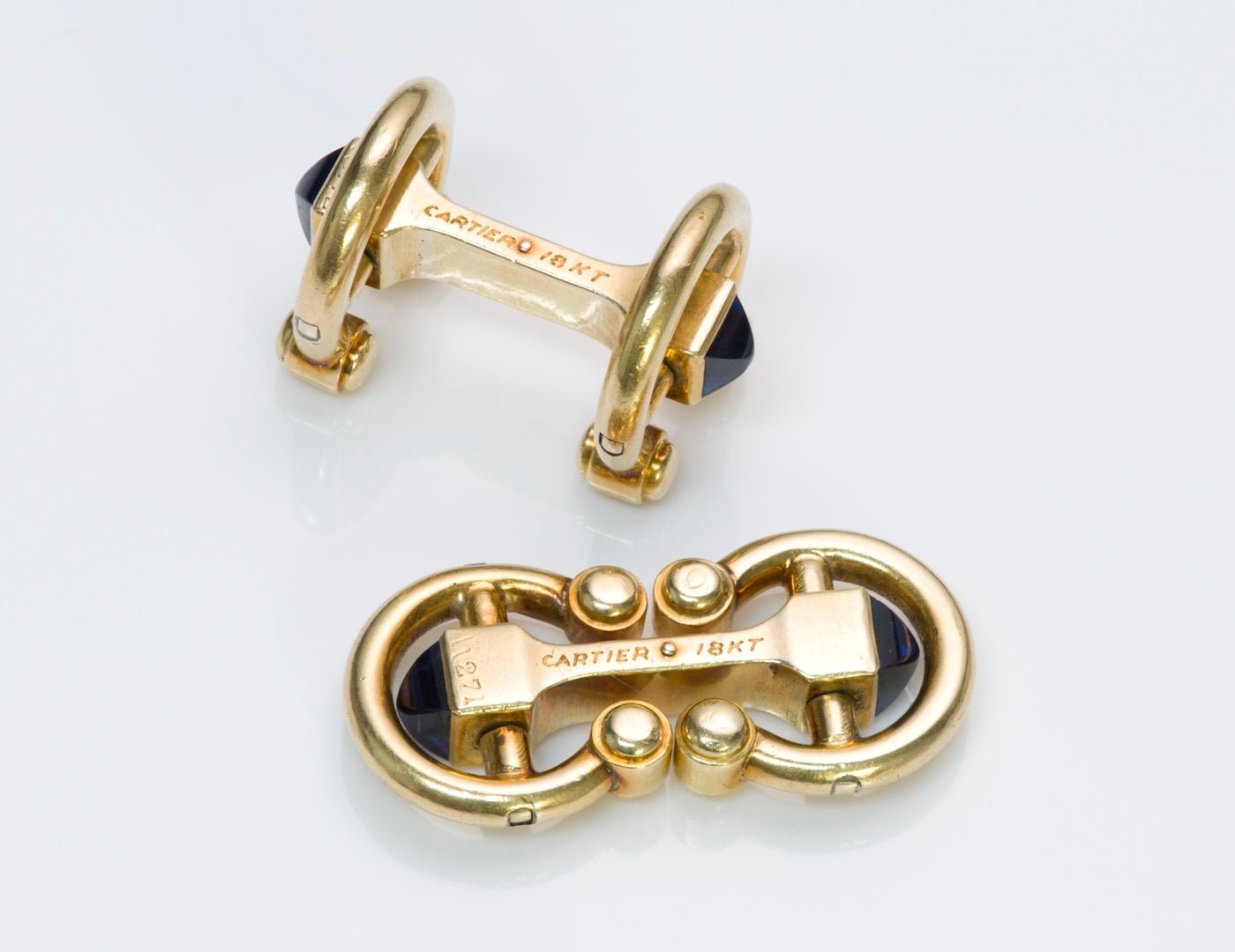 Cartier Horsebit Gold Sapphire Cufflinks