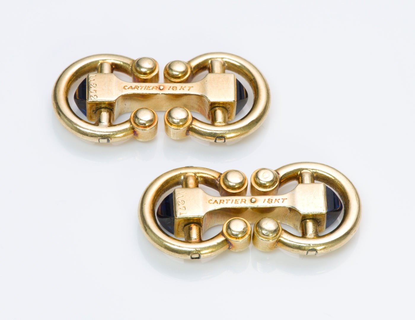 Cartier Horsebit Gold Sapphire Cufflinks