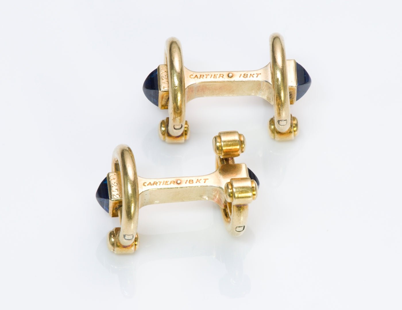 Cartier Horsebit Gold Sapphire Cufflinks