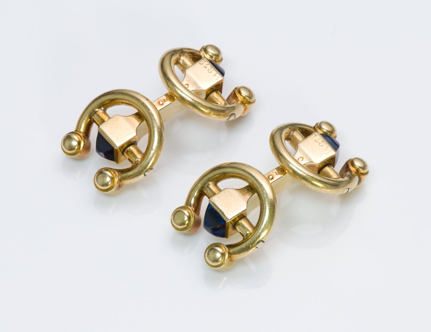 Cartier Horsebit Gold Sapphire Cufflinks