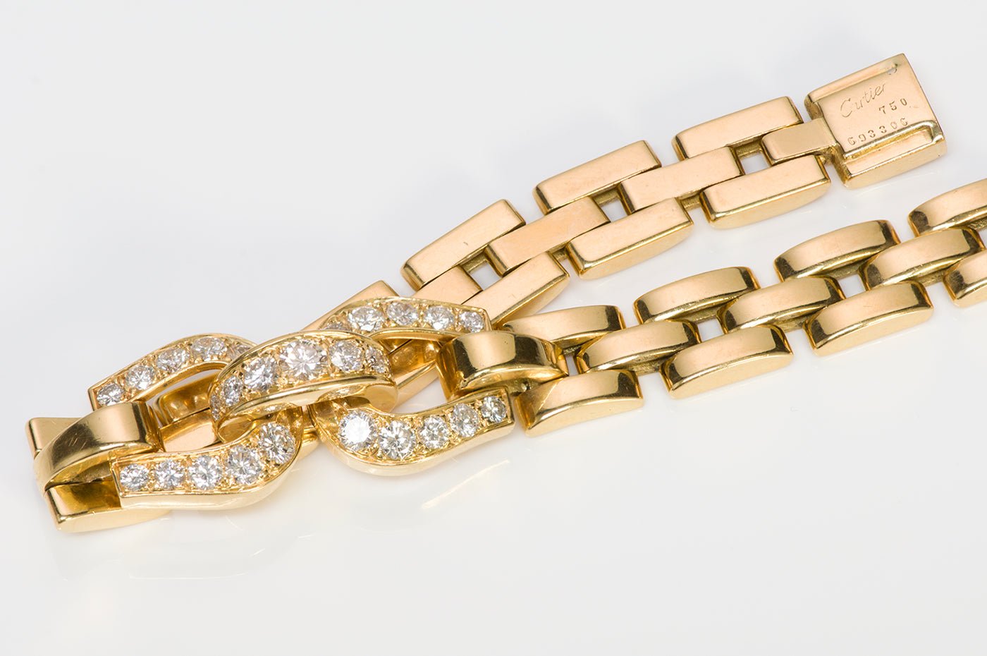 Cartier Panthere Maillon Diamond 18K Gold Necklace & Bracelet
