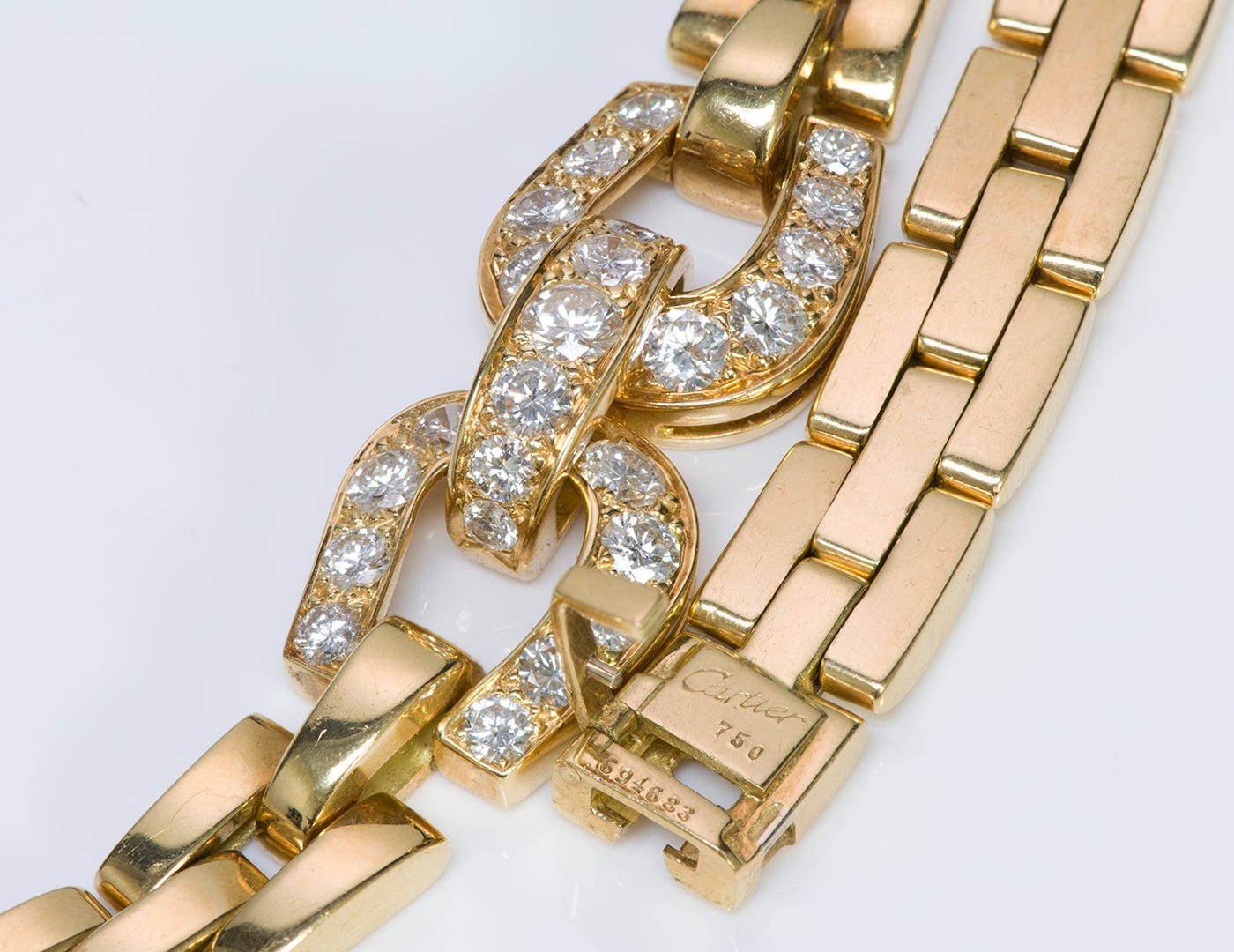 Cartier Panthere Maillon Diamond 18K Gold Necklace & Bracelet