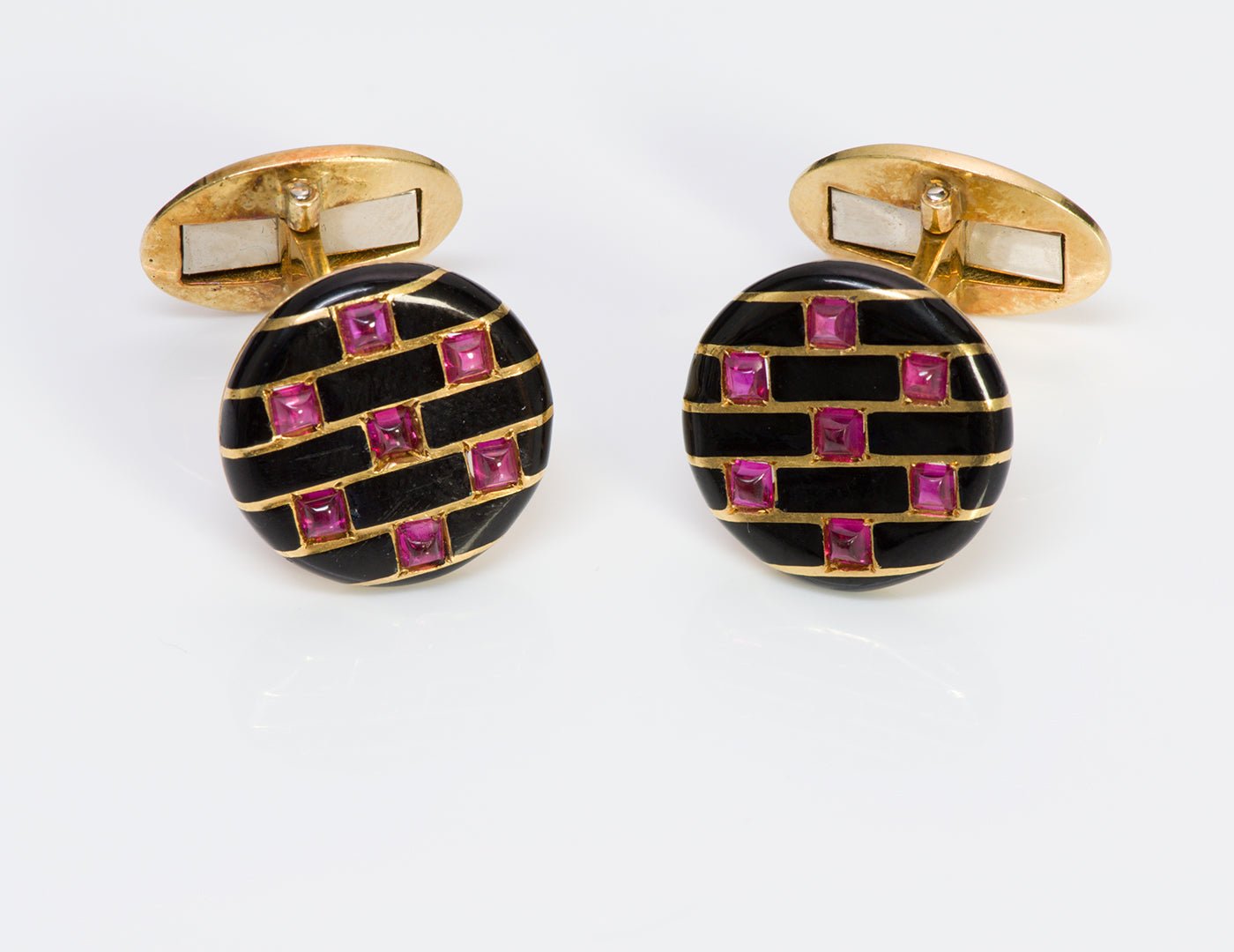 Cartier Paris 18K Gold Ruby Enamel Cufflinks
