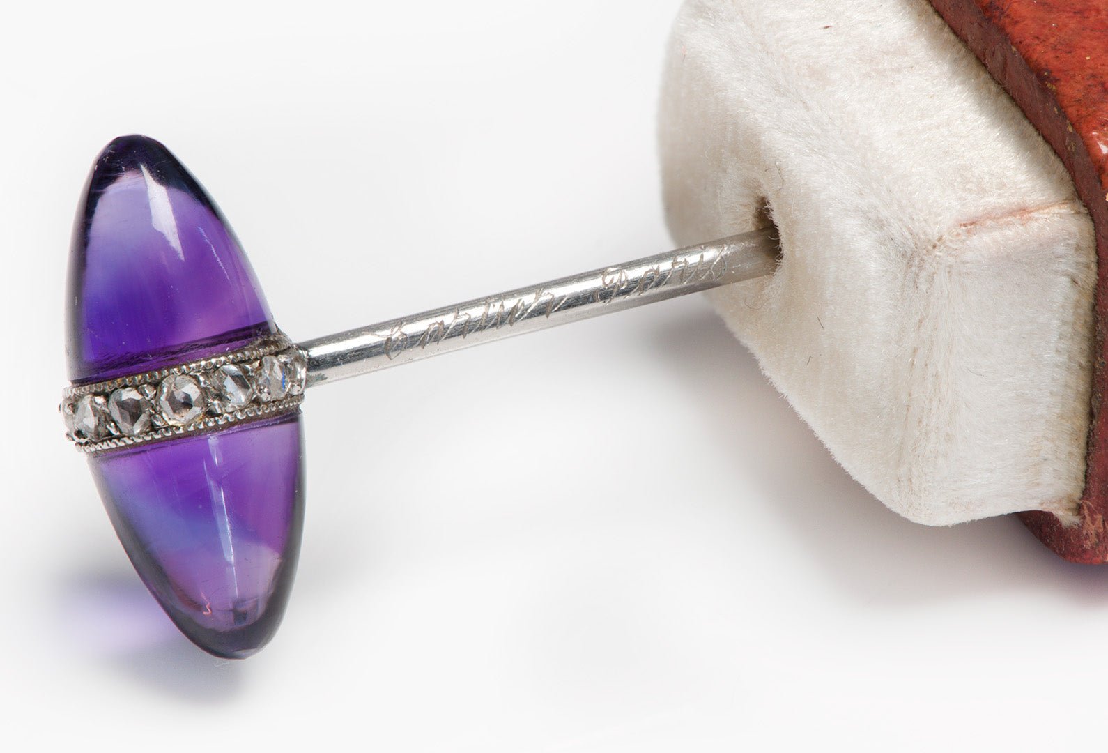 Cartier Paris Edwardian Amethyst Diamond Stick Pin