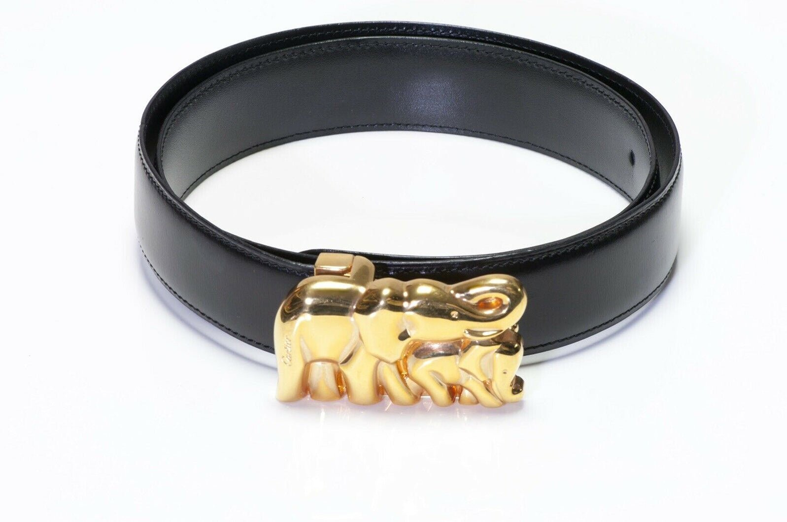 Cartier Paris Elephant Black Leather Women’s Belt
