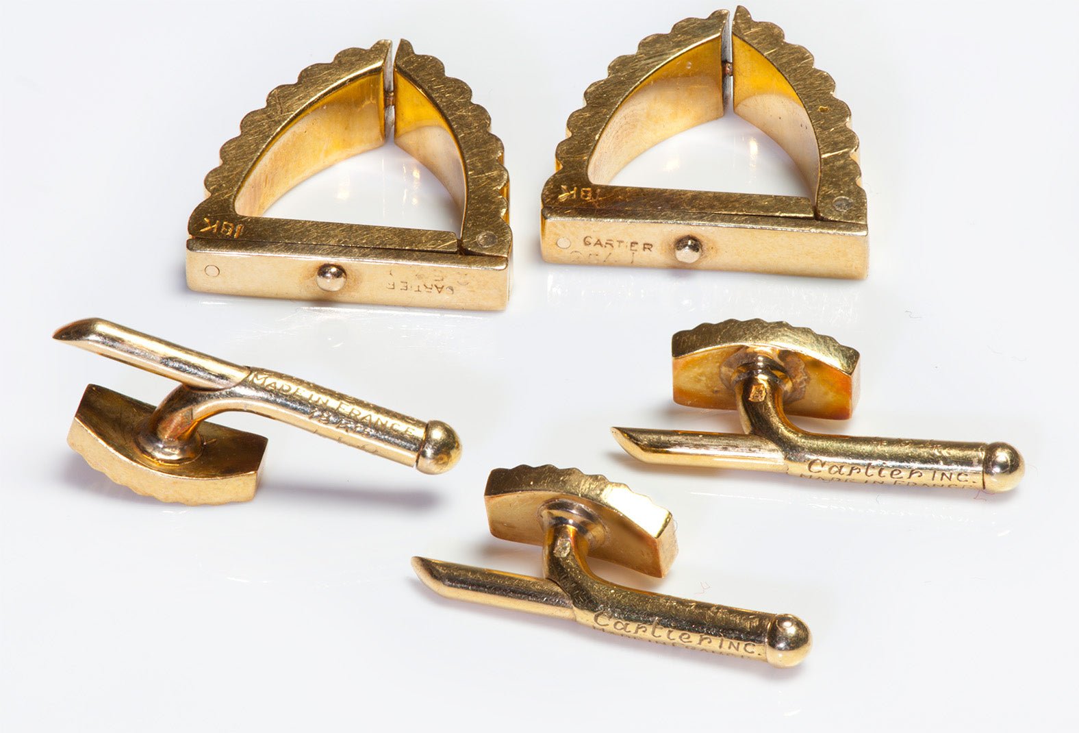 Cartier Retro 18K Gold Cufflink Stud Set