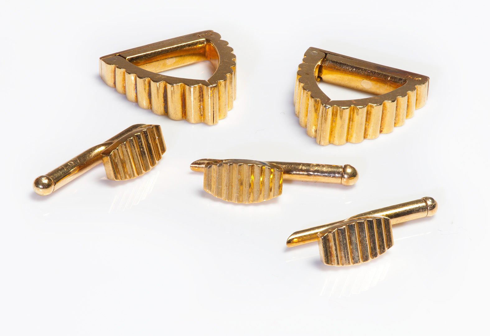 Cartier Retro 18K Gold Cufflink Stud Set