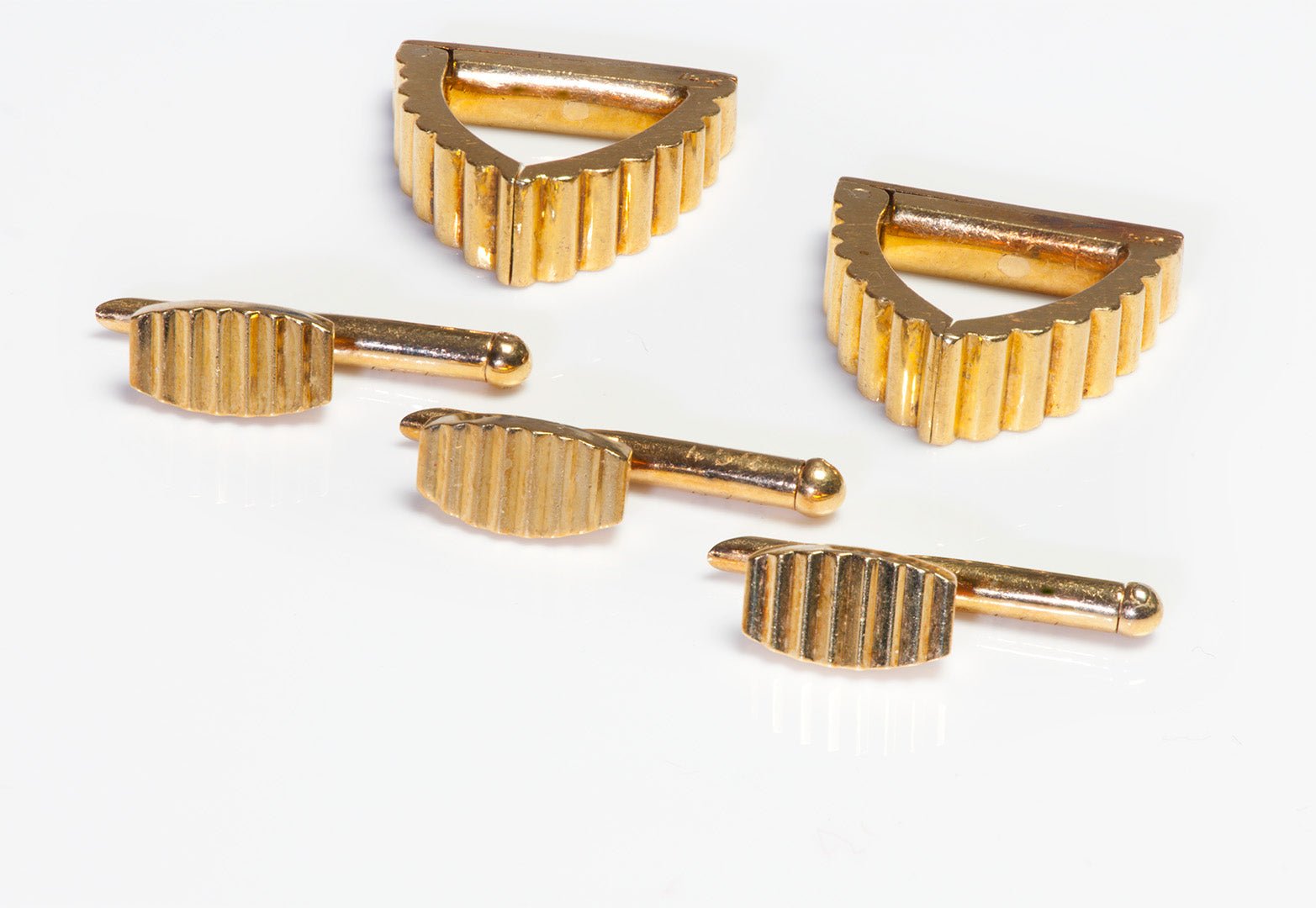 Cartier Retro 18K Gold Cufflink Stud Set