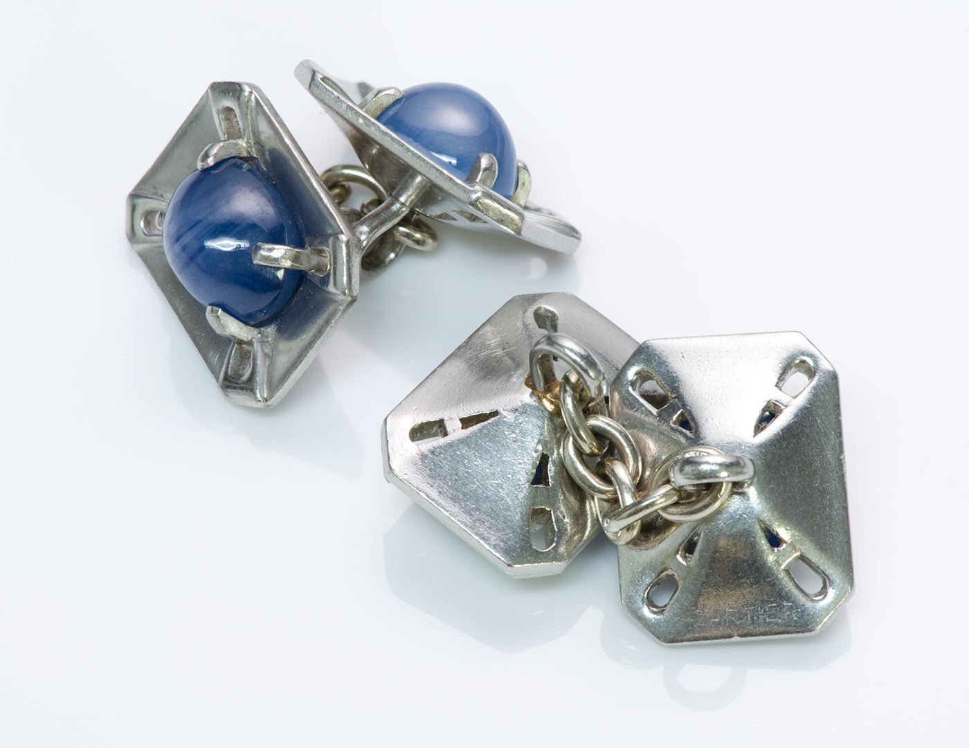 Cartier Star Sapphire Platinum Cufflink & Stud Set