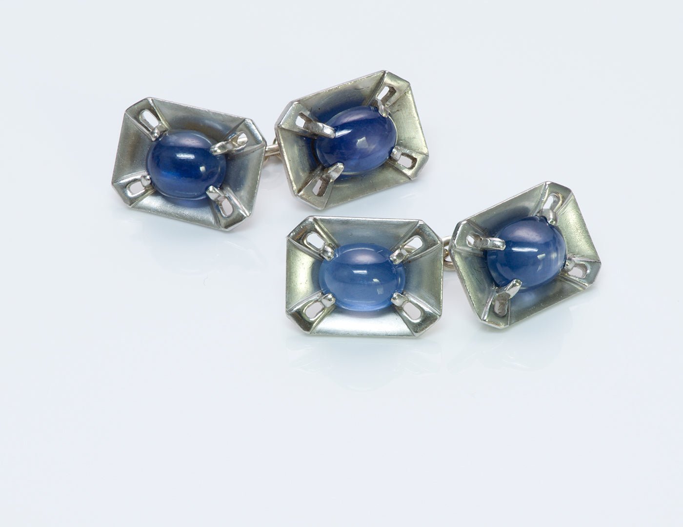 Cartier Star Sapphire Platinum Cufflink & Stud Set
