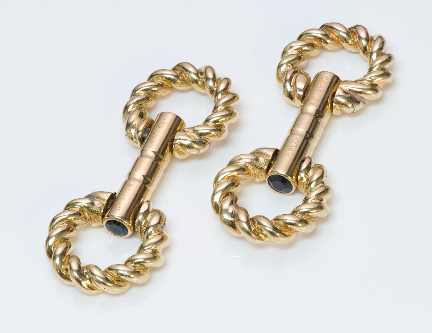 Cartier Stirrup Gold Sapphire Cufflinks