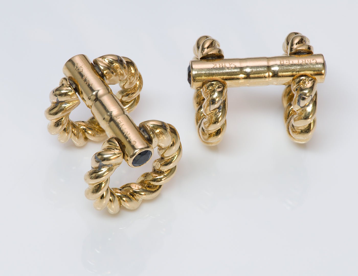 Cartier Stirrup Gold Sapphire Cufflinks