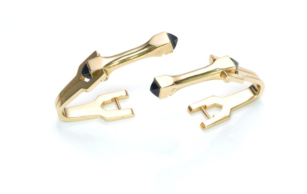 Cartier Stirrup Sapphire 18K Gold Cufflinks