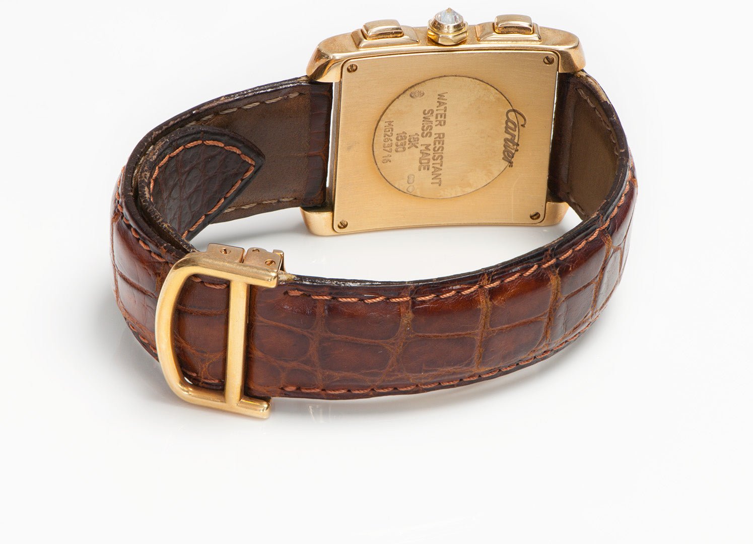 Cartier Tank Américaine 18K Gold Diamond Watch Chronograph