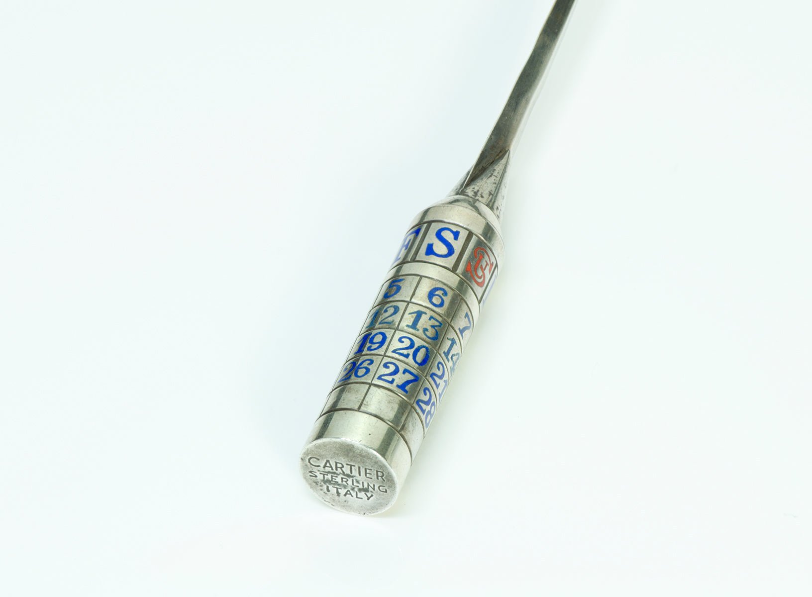 Cartier Vintage Silver & Enamel Perpetual Calendar Letter Opener