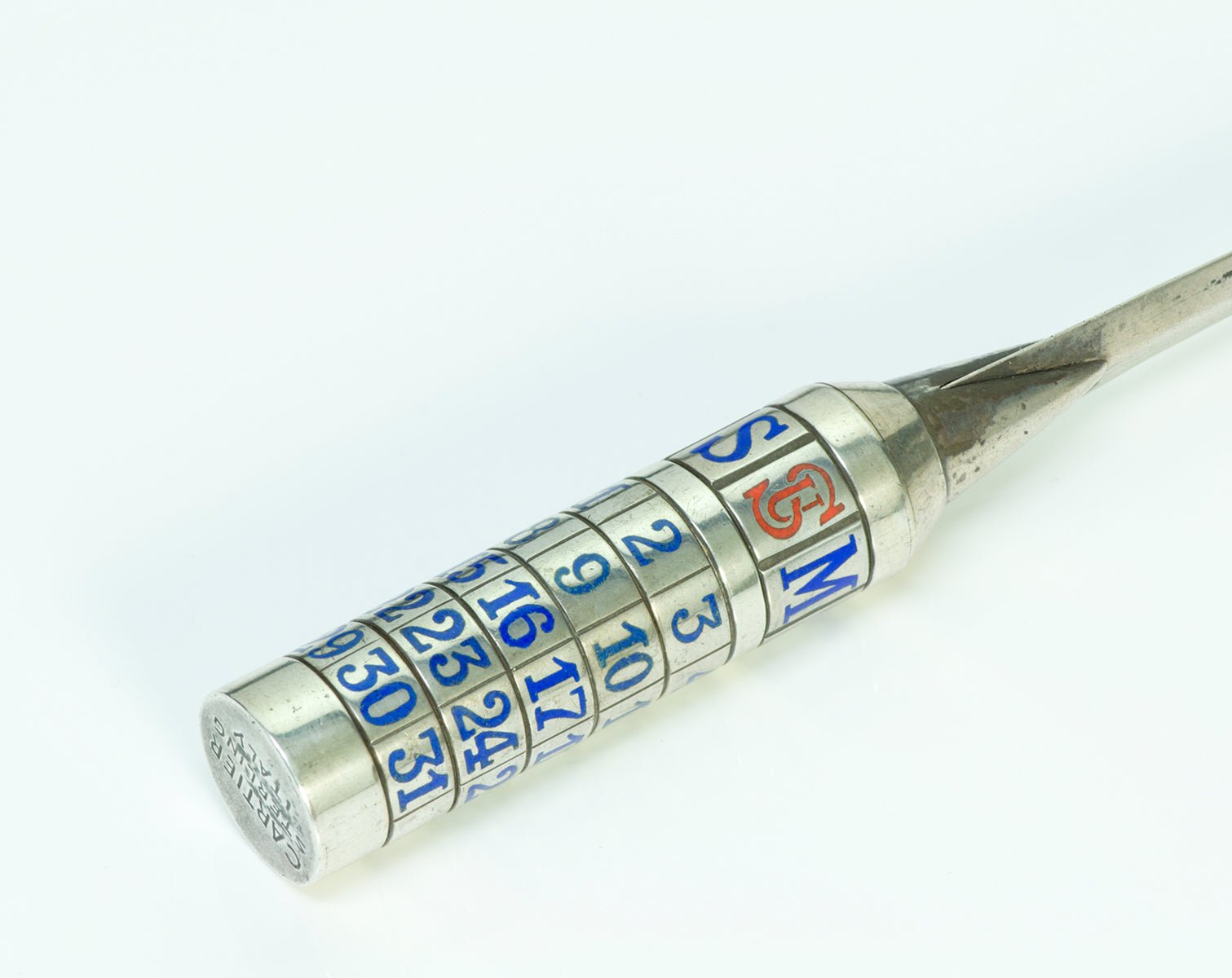 Cartier Vintage Silver & Enamel Perpetual Calendar Letter Opener