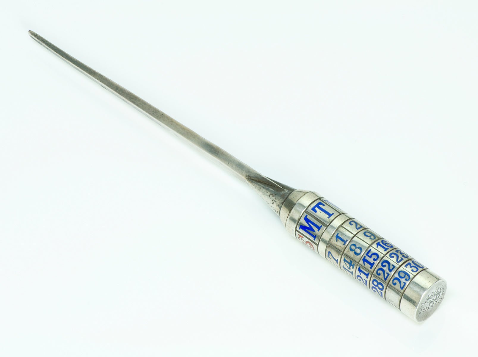 Cartier Vintage Silver & Enamel Perpetual Calendar Letter Opener