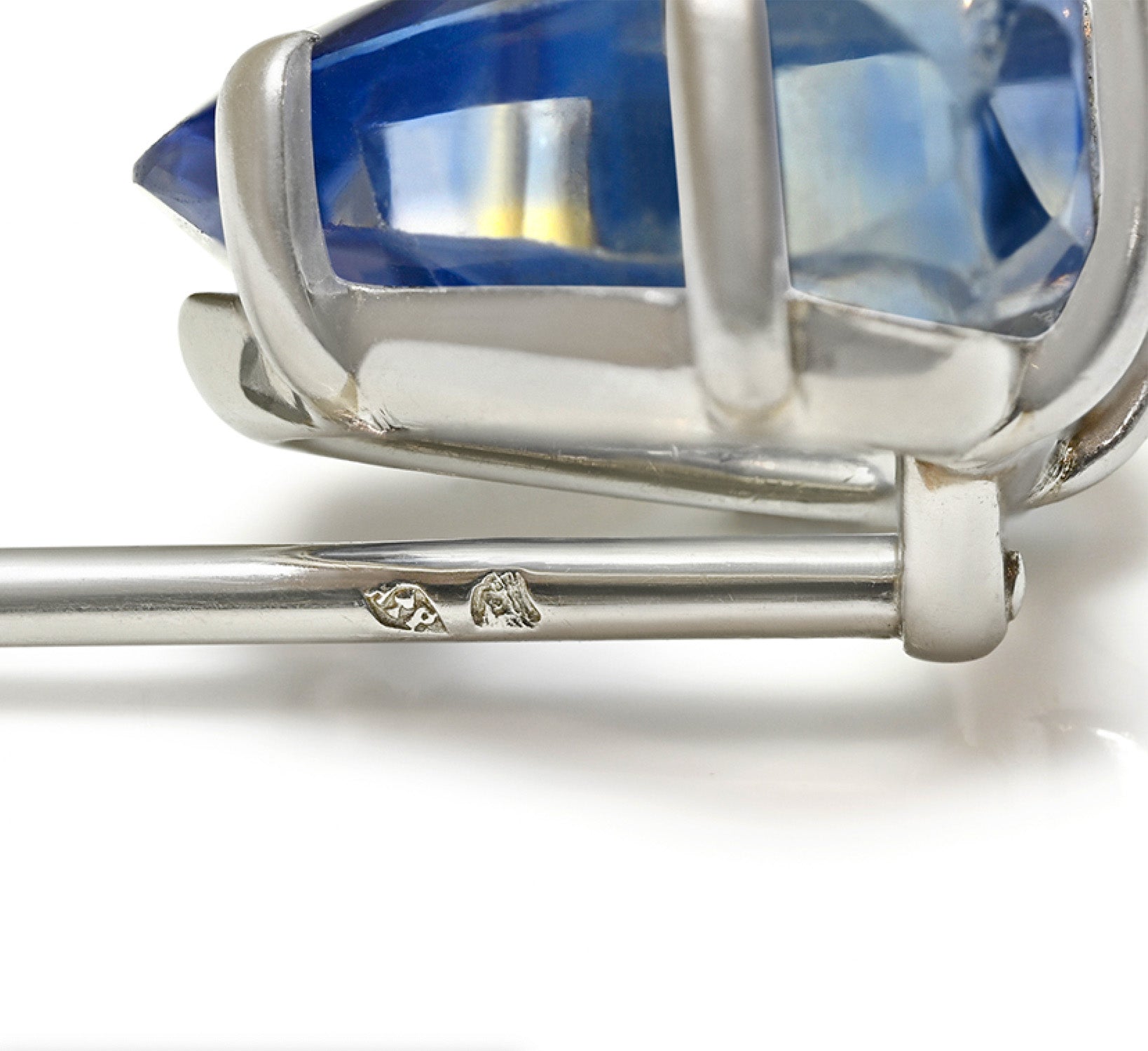 Rare Cartier by Henri Picq Platinum Carved Sapphire Intaglio Stick Pin