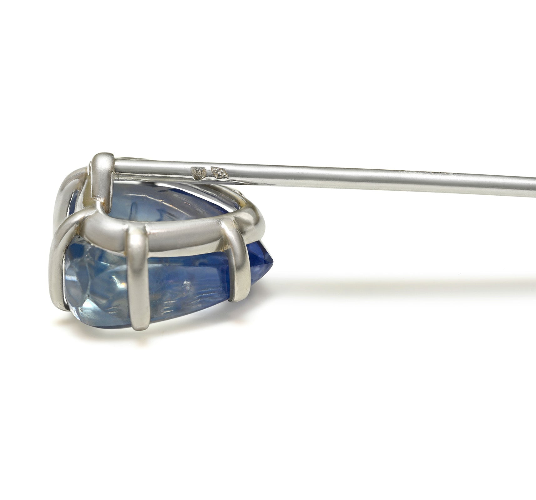 Rare Cartier by Henri Picq Platinum Carved Sapphire Intaglio Stick Pin