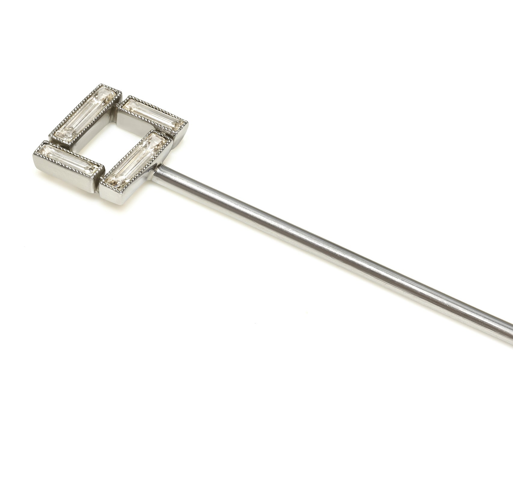 Cartier Art Deco Geometric Baguette Diamond Stick Pin in Platinum