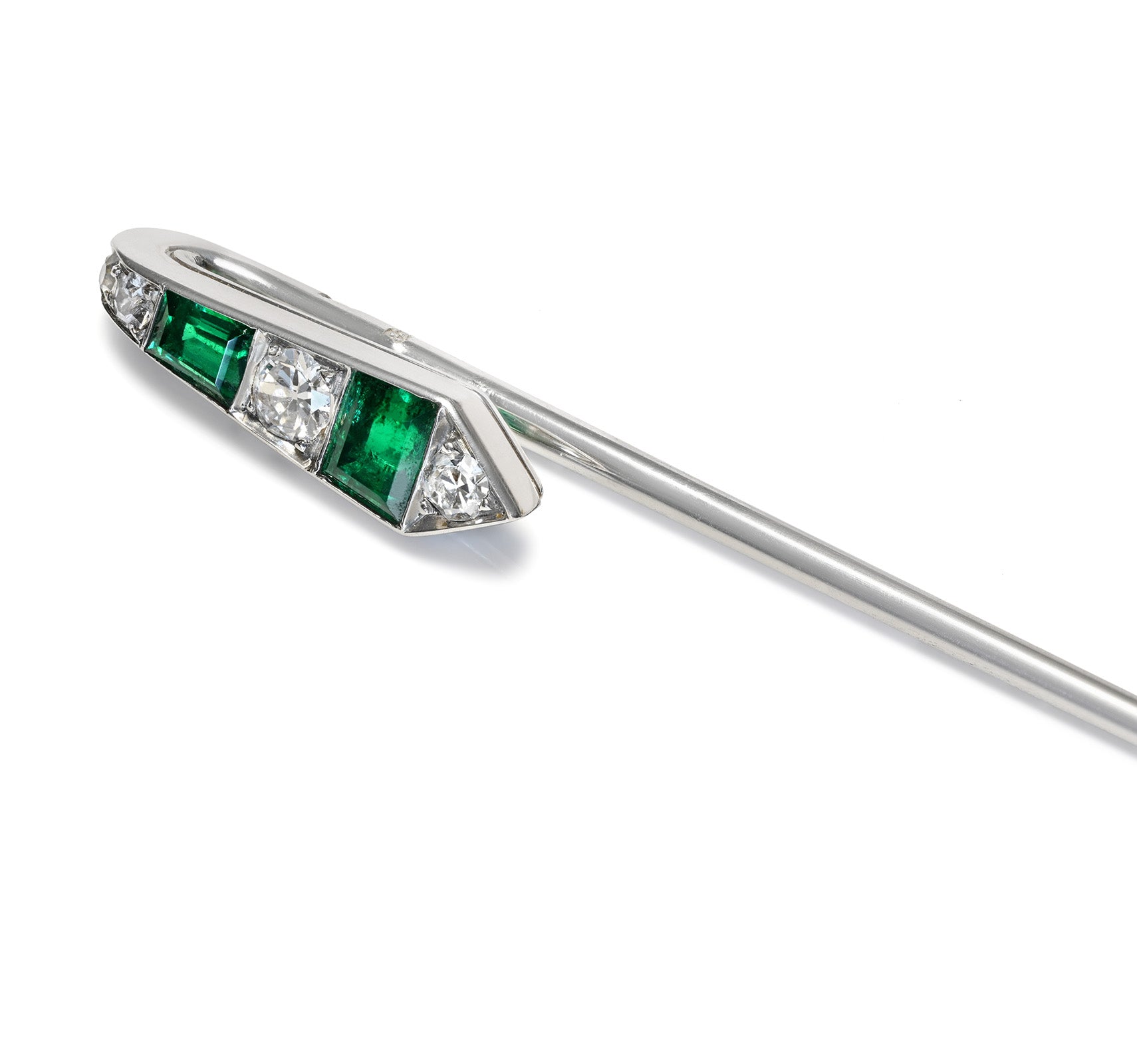 Cartier Art Deco Henri Picq Emerald Diamond Stick Pin