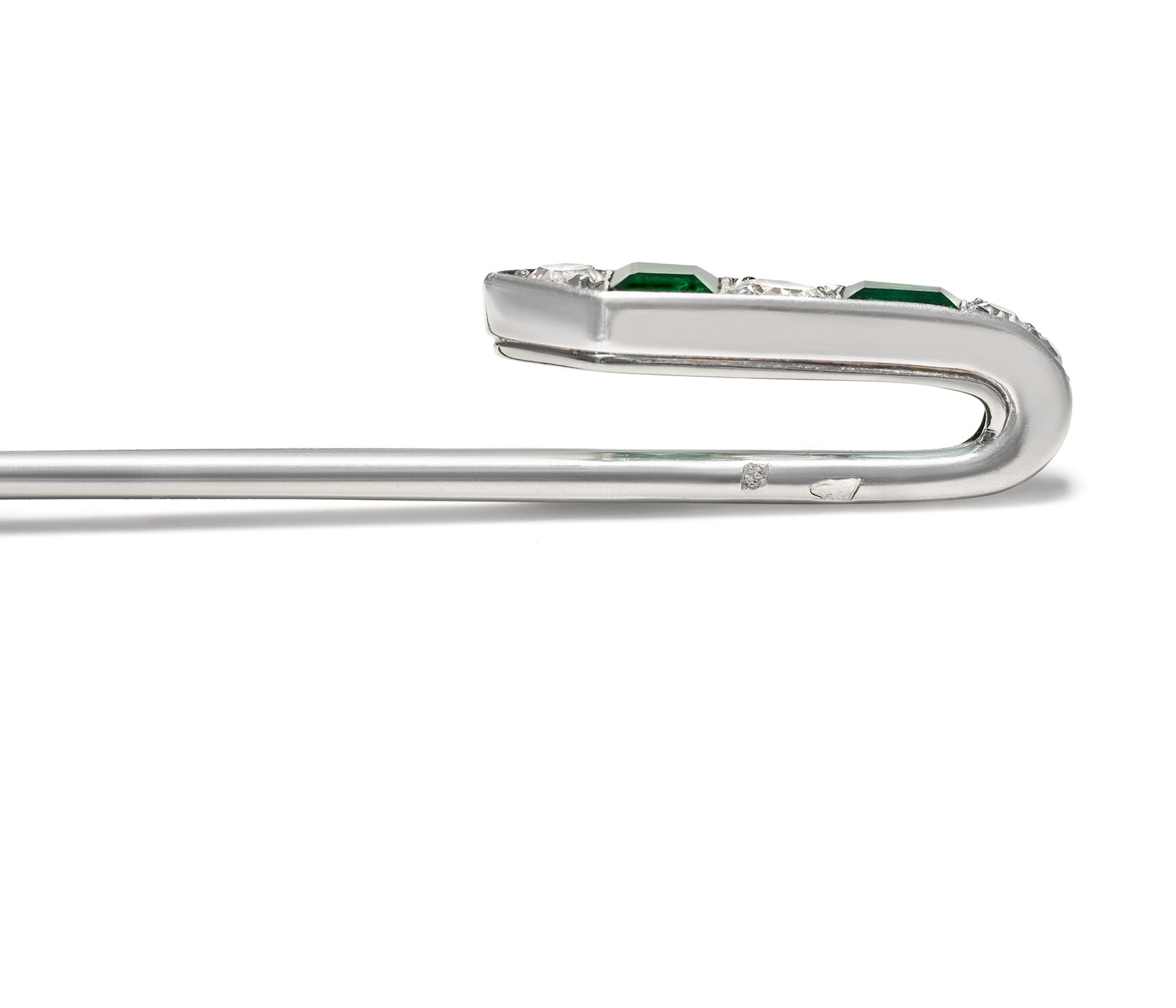 Cartier Art Deco by Henri Picq Emerald Diamond Stick Pin